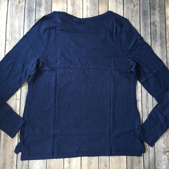 New Long Sleeve T Shirt Top Women Jr Plus 1X SO Perfect Tee V Neck Blue Cotton - Picture 5 of 5